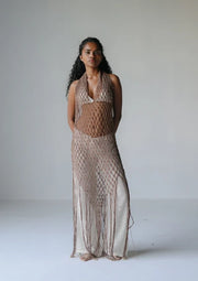 MACRAME HALTER DRESS