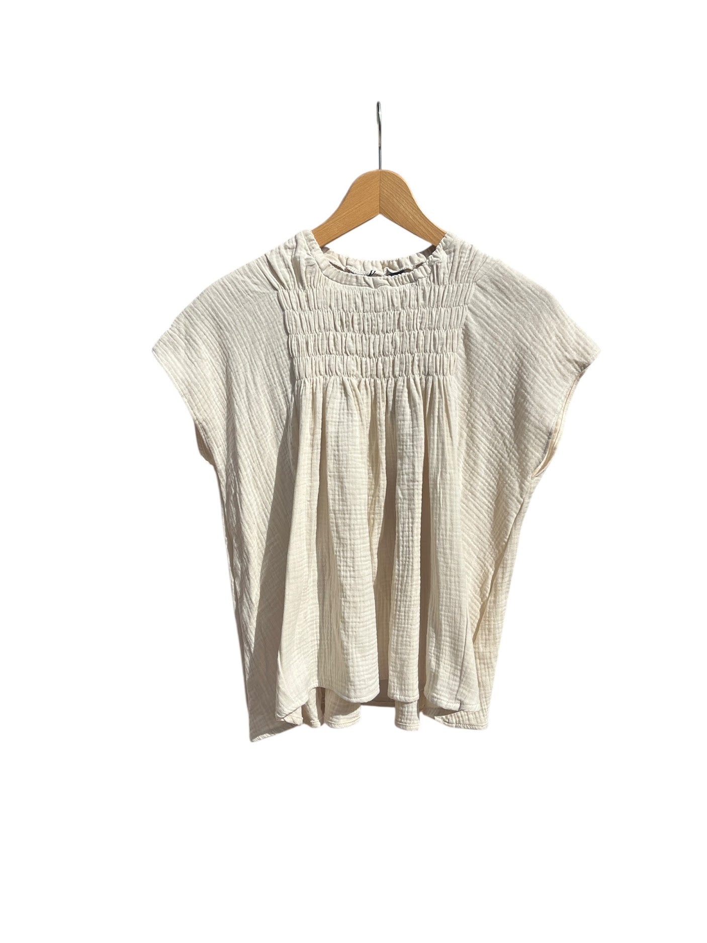 ADELFA GATHERED BOUSE SHORT SLEEVE