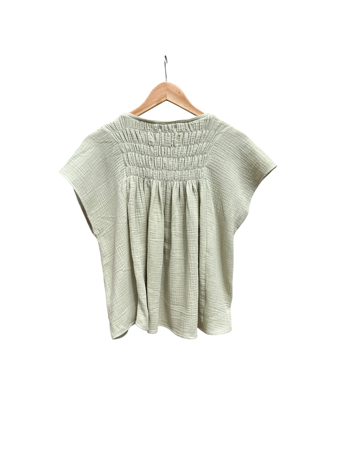 ADELFA GATHERED BOUSE SHORT SLEEVE