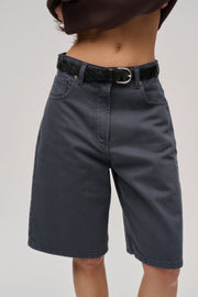 JUST WIDE JEANS SHORTS GRAPHITE