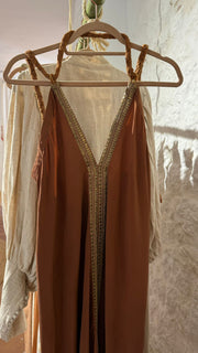 ATELIER NOMADE CREPE SILK DRESS ANTIQUE TAPE