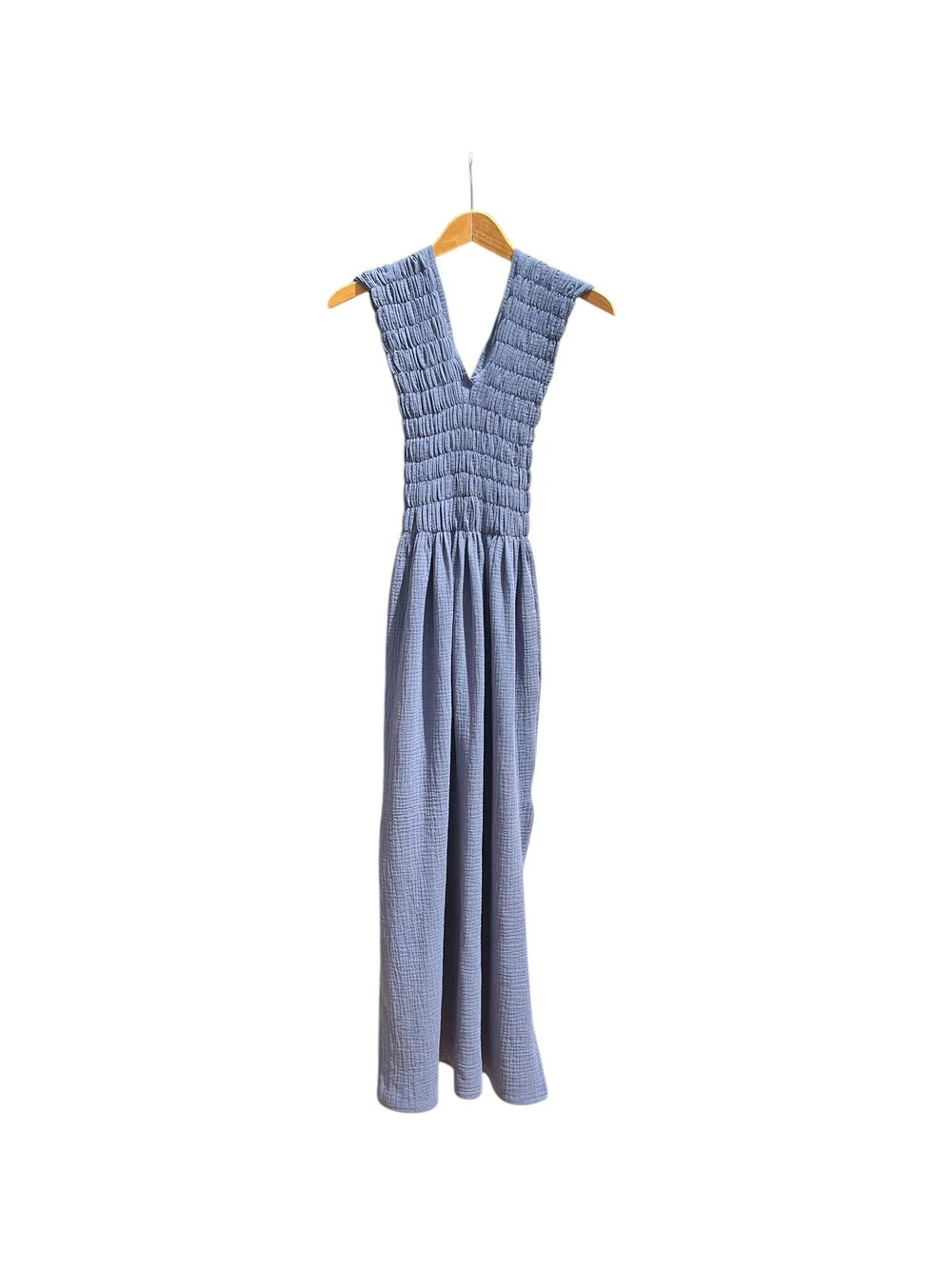 736 ALBAZER Gathered V-Neck Dress Muslin