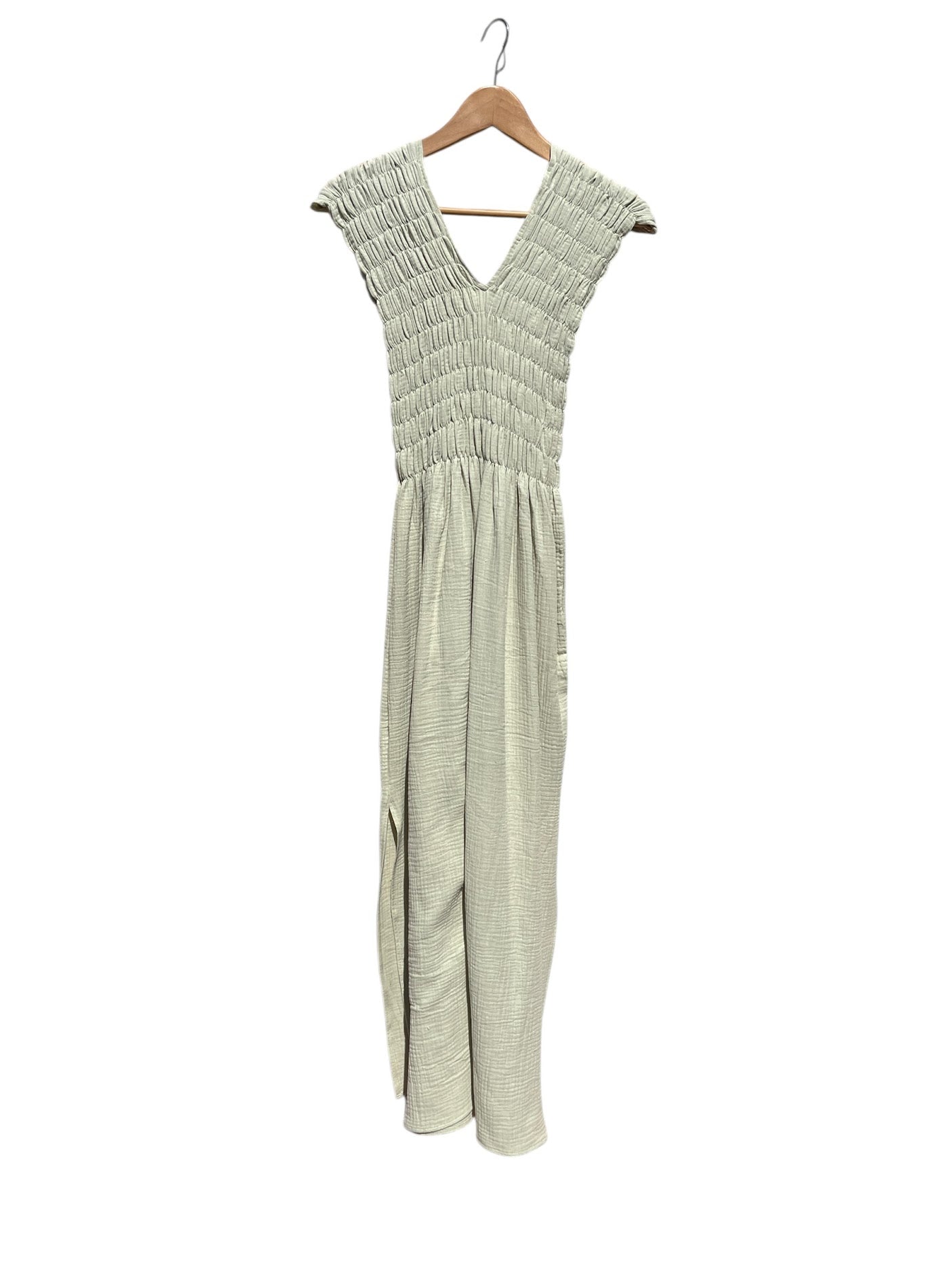 ALBAZER GATHERED V NECK DRESS