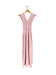 ALBAZER GATHERED V NECK DRESS