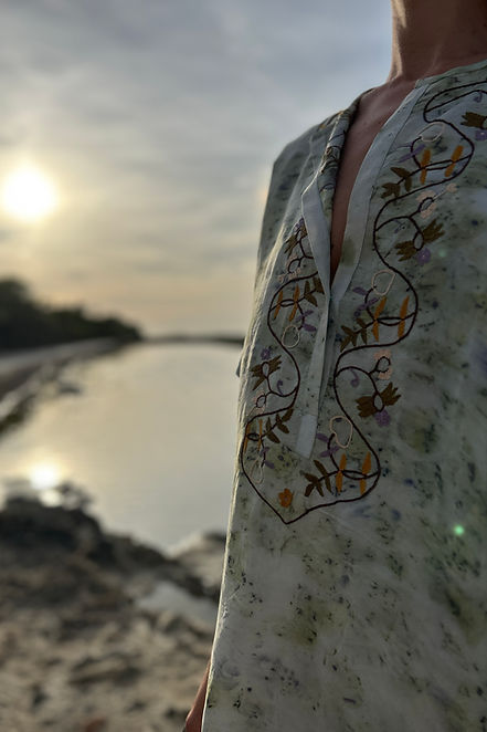 Kaftan dip dye handwoven silk