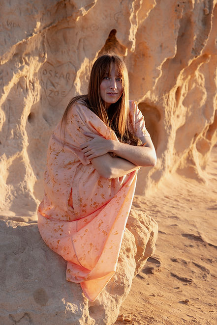 Kaftan dip dye handwoven silk