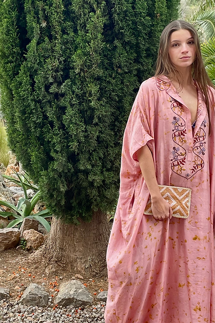 Kaftan dip dye handwoven silk