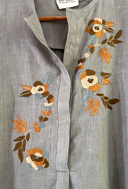 linen with hand embroidery