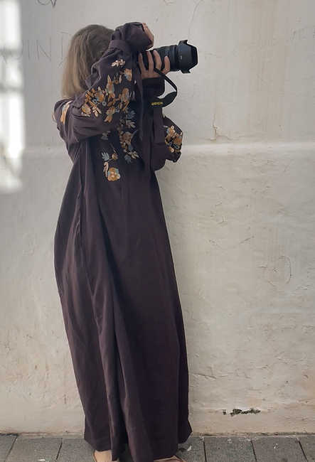 linen with hand embroidery