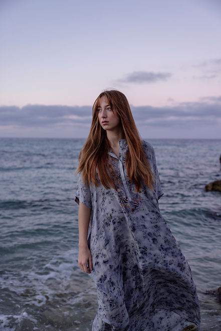 Kaftan dip dye handwoven silk