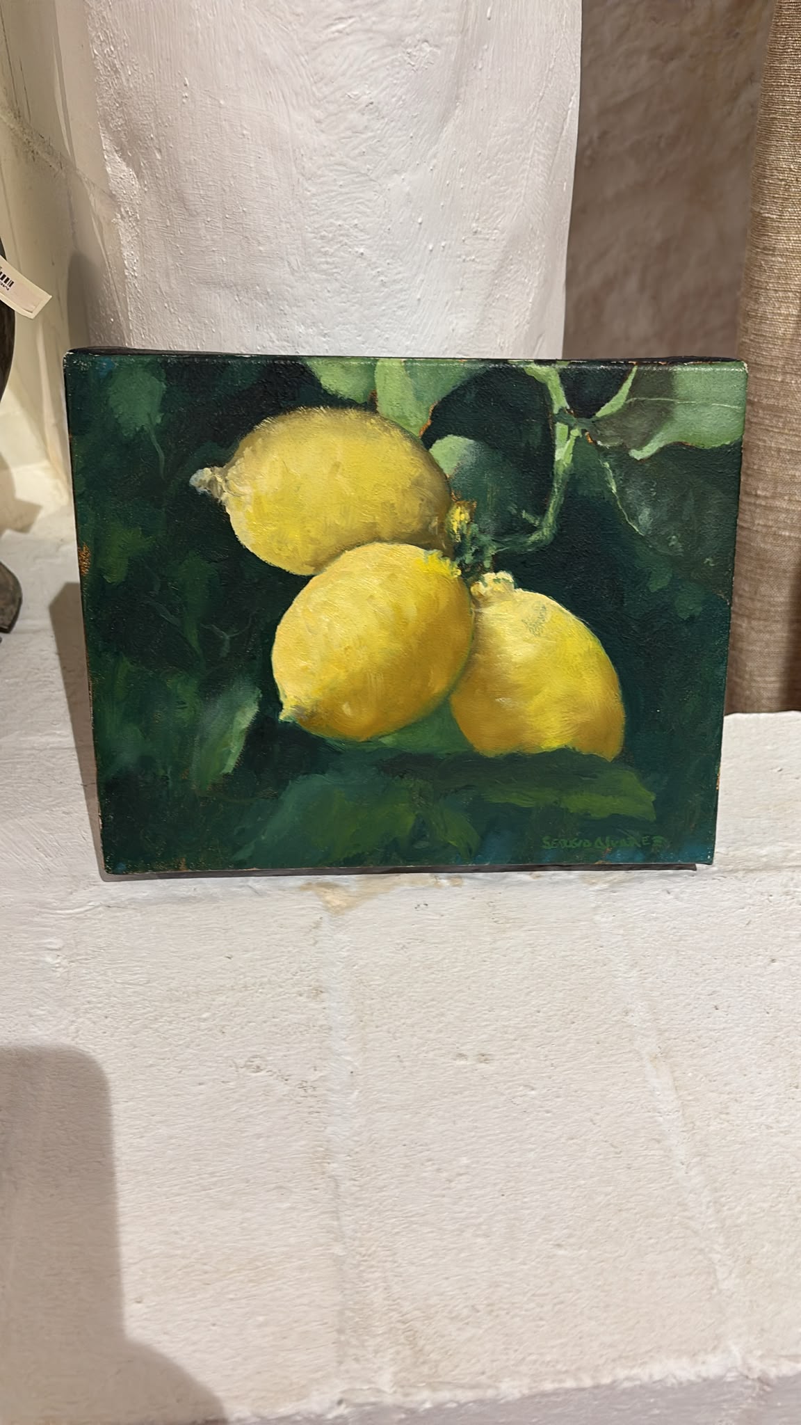 OIL ON CANVAS —  LEMONS 19×24 cm
