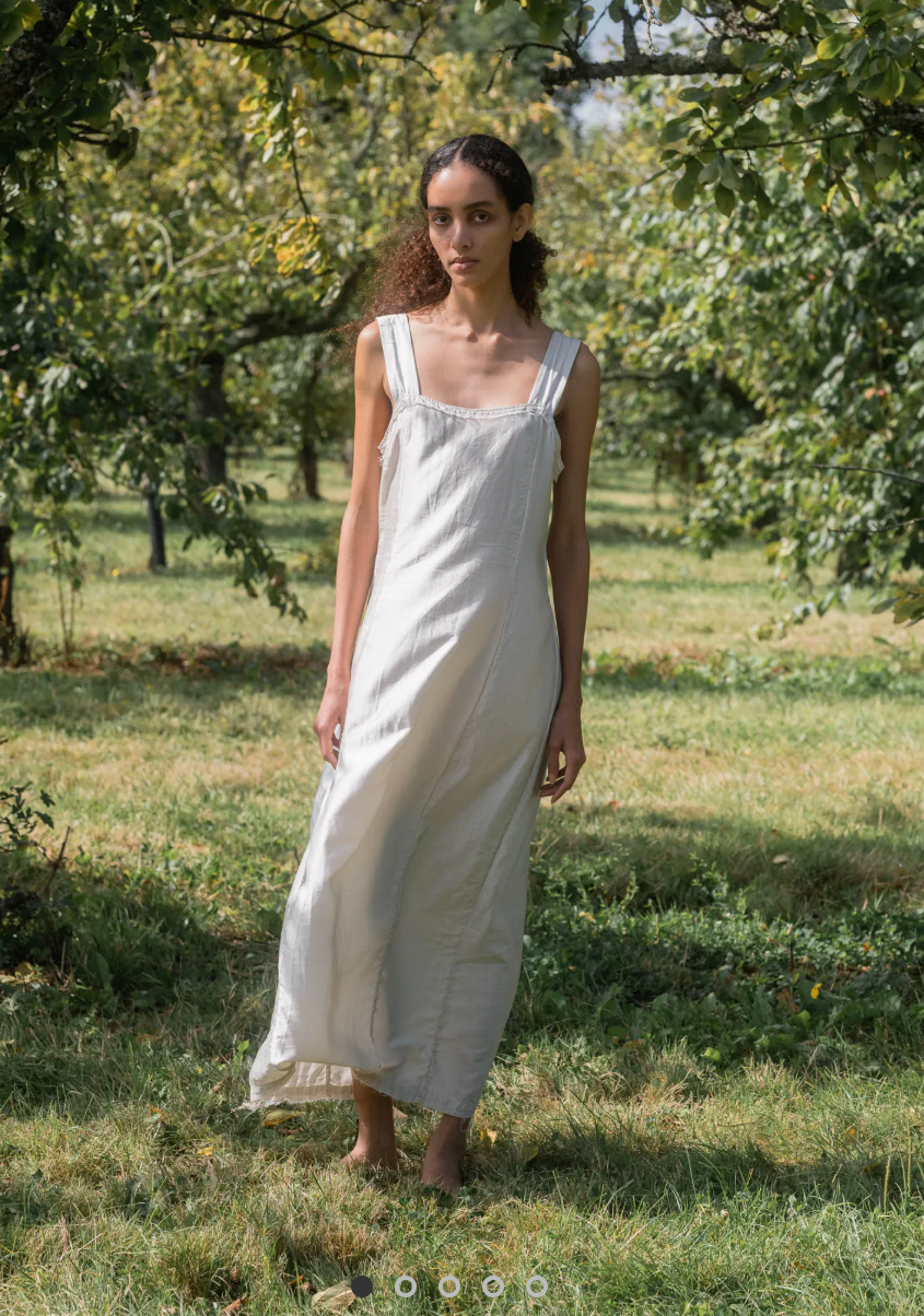 WIDE STRAP SILK COTTON SATIN DRESS