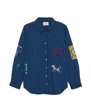 BRENNA SHIRT Cotton Navy Stripes - S/M