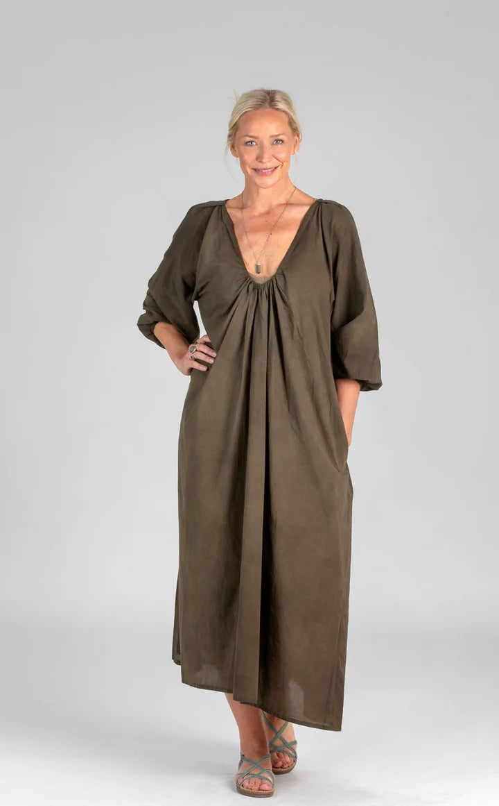 Muse Dress - Organic Cotton - Khaki