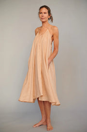 Midi Strap Dress - Linen - Blush