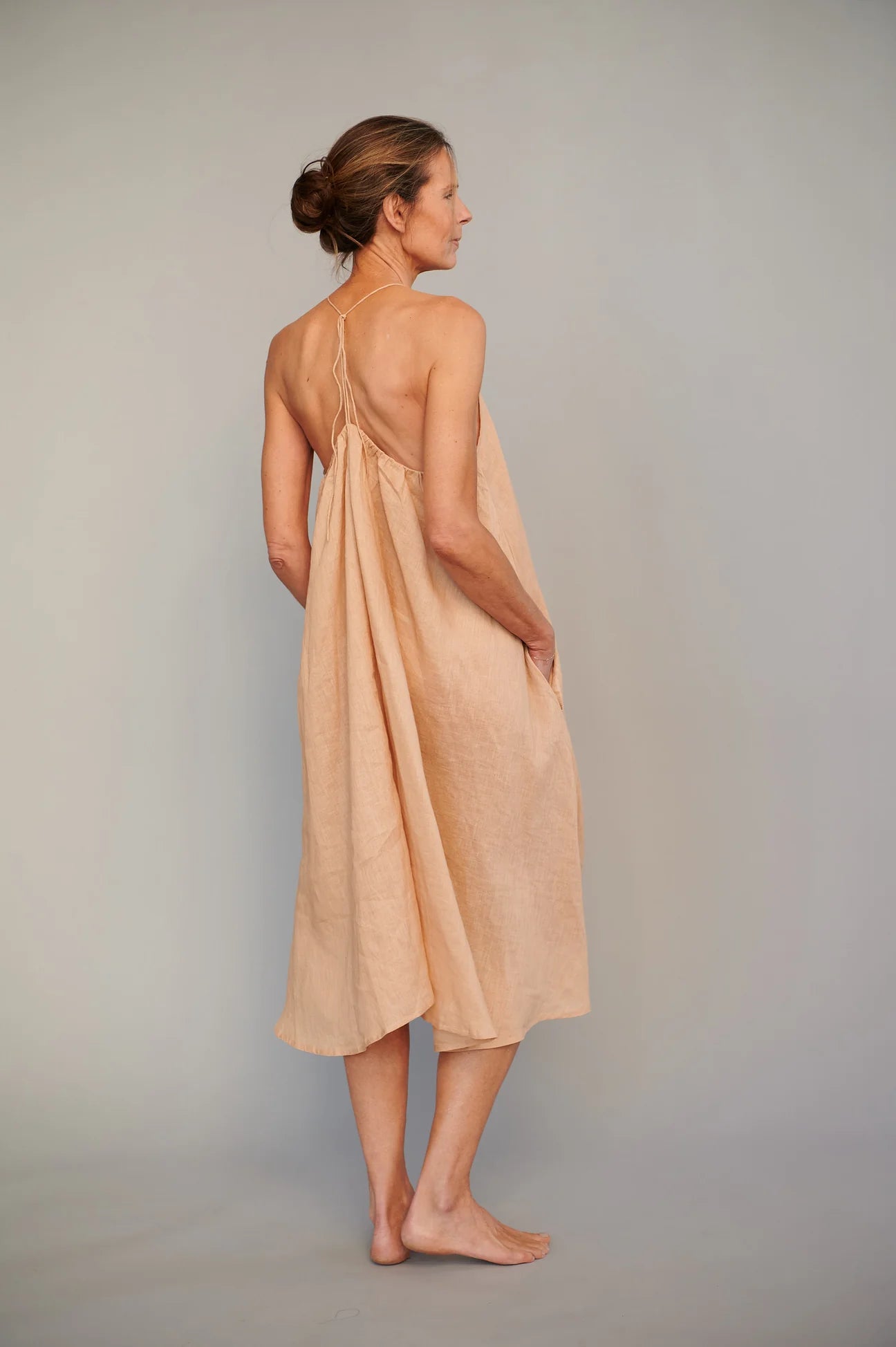 Midi Strap Dress - Linen - Blush