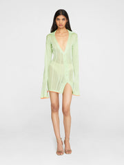 LULO GUAYABERA LONG SLEEVE MINI DRESS