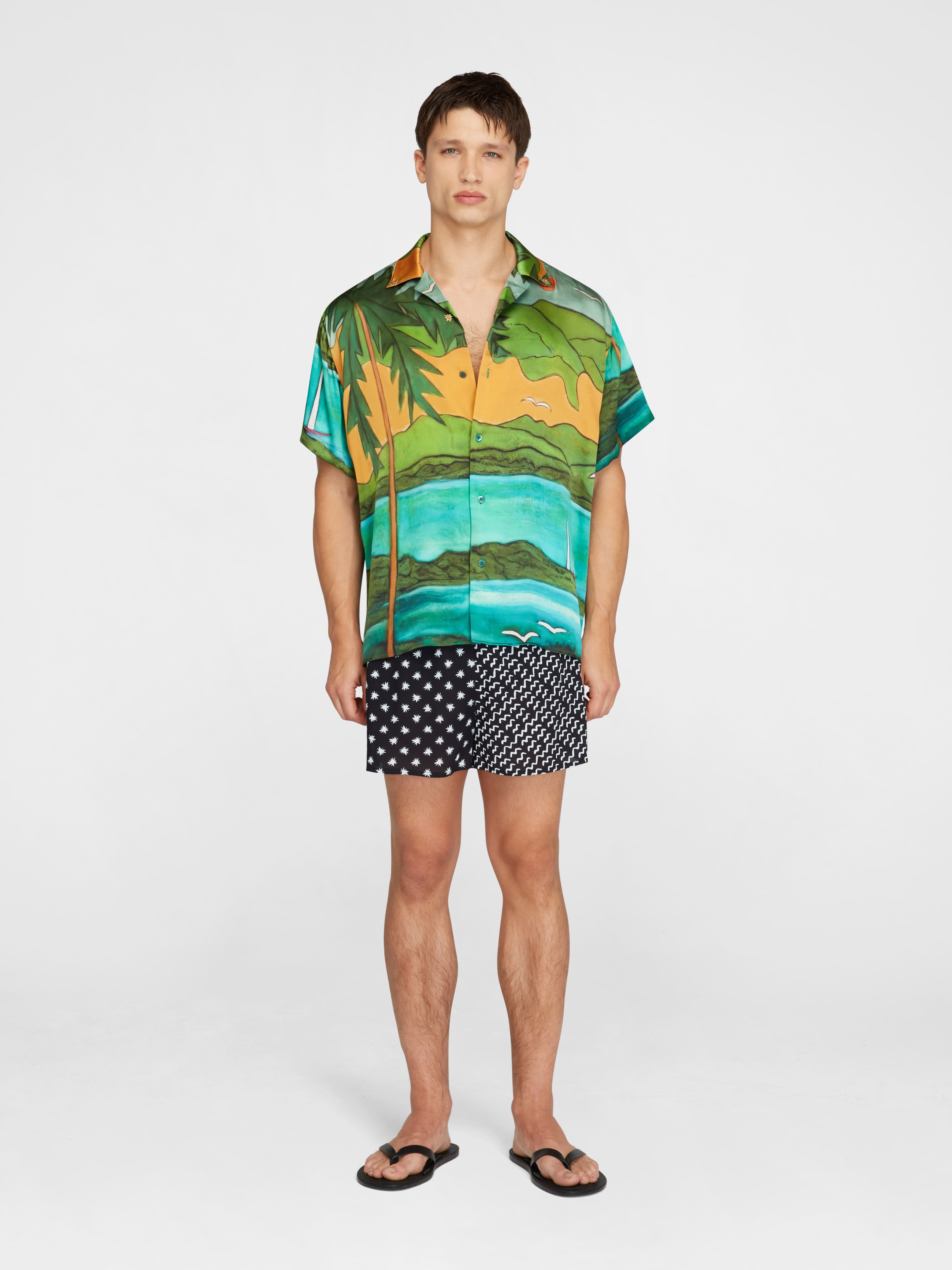 MAGDALENA SILK SATIN SHORT SLEEVE SHIRT