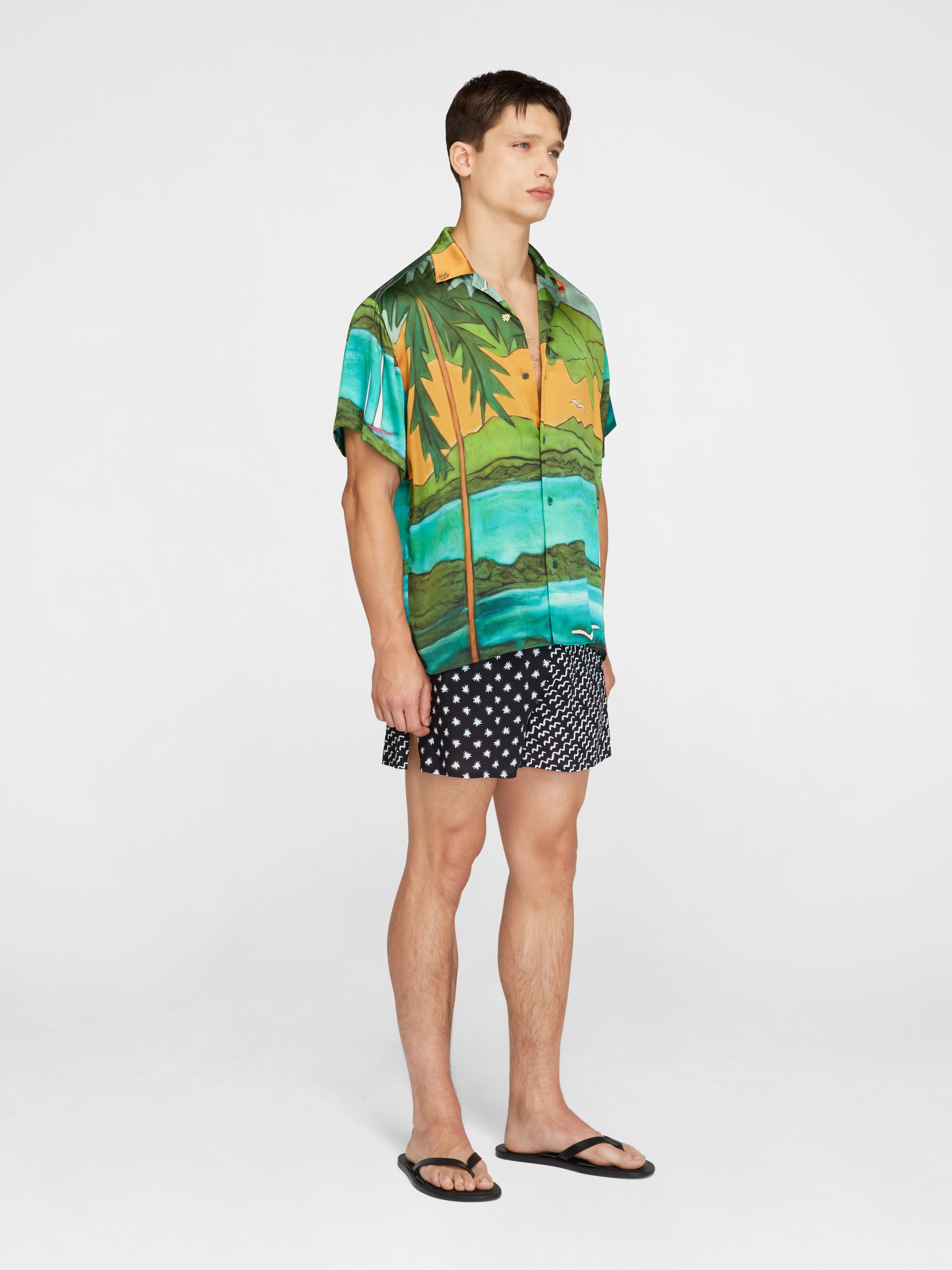 MAGDALENA SILK SATIN SHORT SLEEVE SHIRT