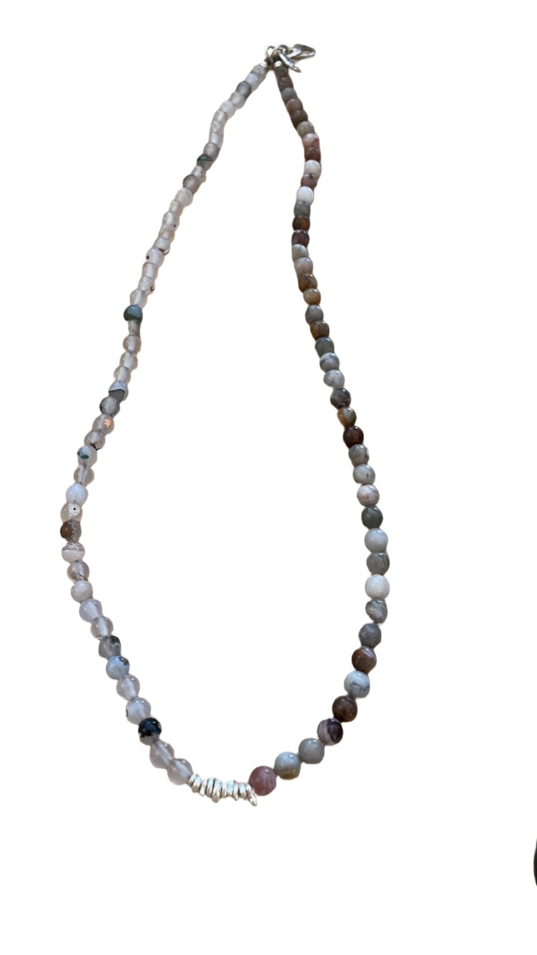 BEAD SILVER TANGLE NECKLACE
