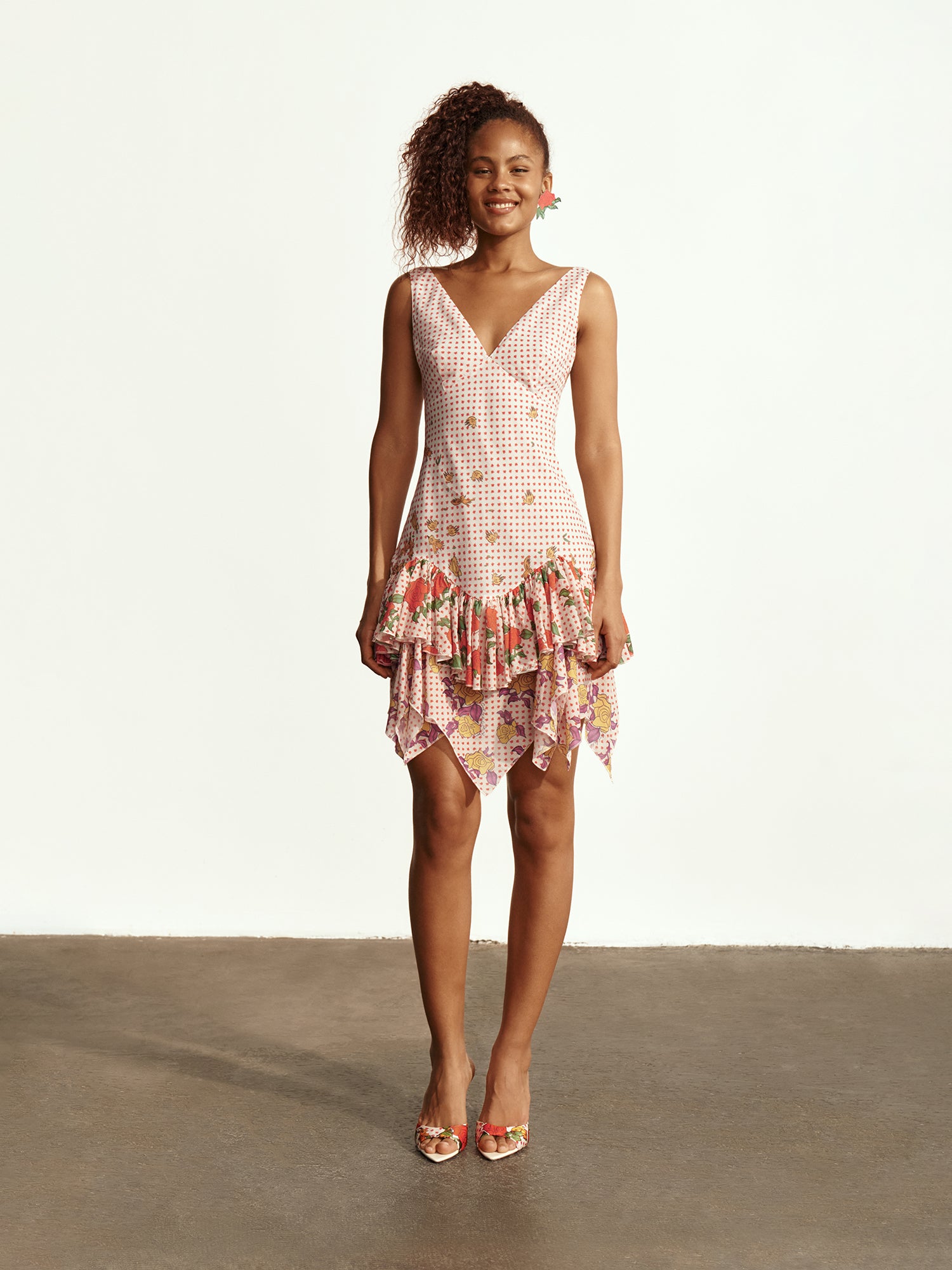 PAJARITOS Y ROSAS COTTON VOILE MINI DRESS