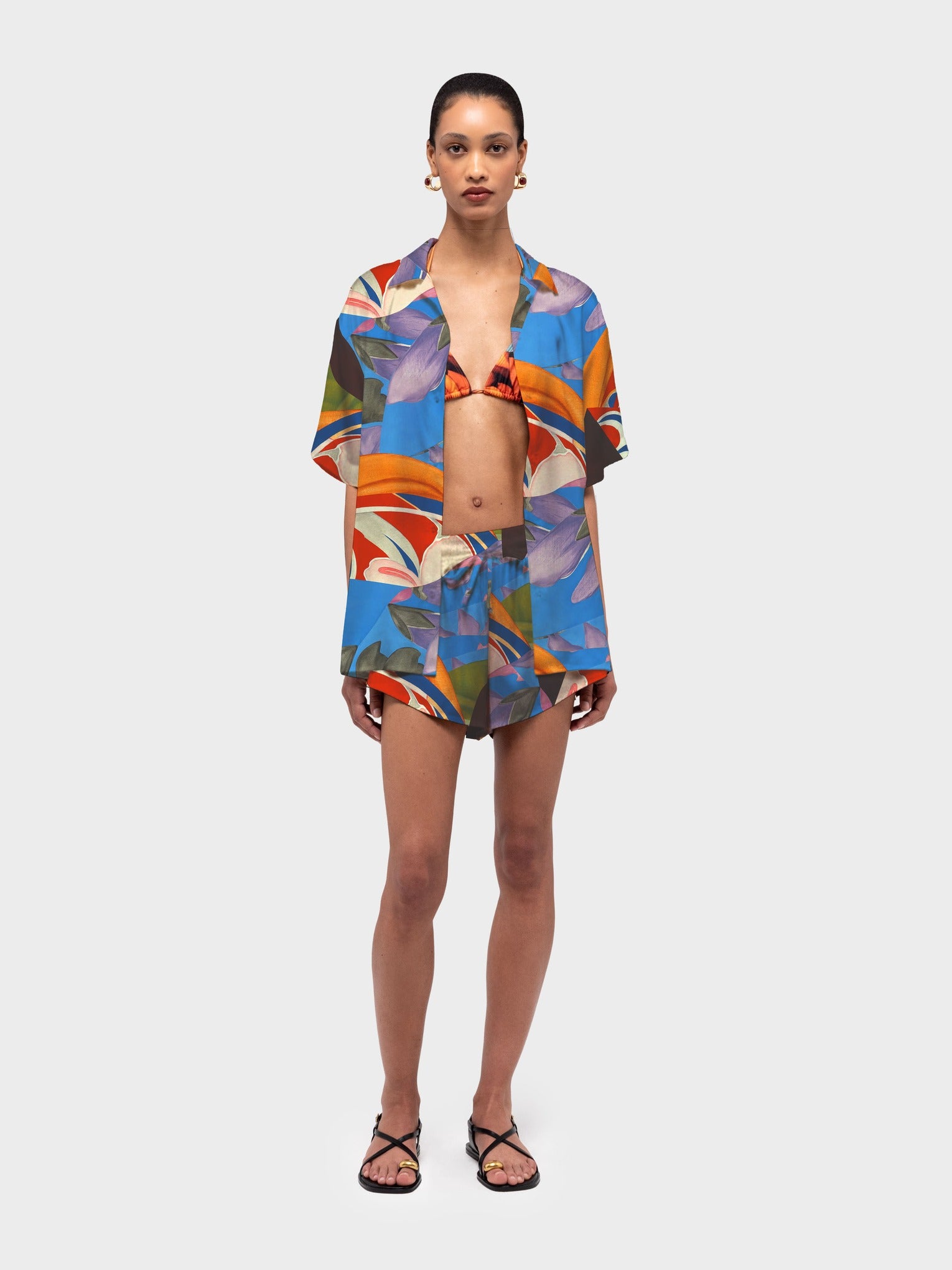 PALENQUE SHORT SLEEVE SILK SATIN SHIRT