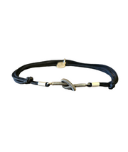 IN AGED SILVER BASS STRING ON CORD BRACELET