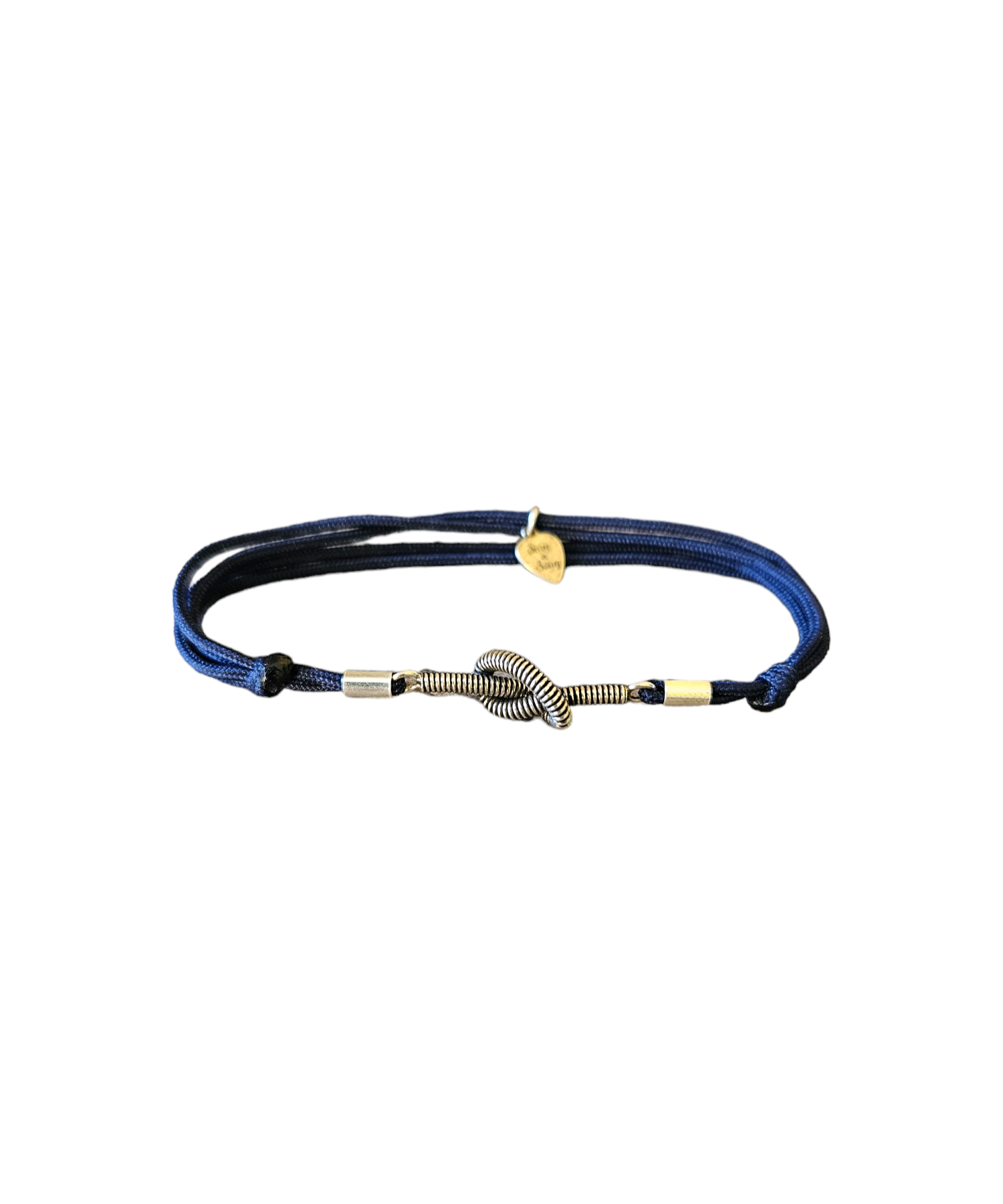 IN AGED SILVER BASS STRING ON CORD BRACELET
