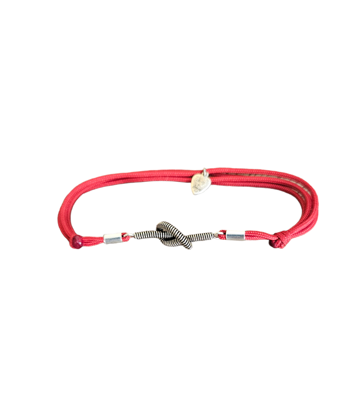 IN AGED SILVER BASS STRING ON CORD BRACELET