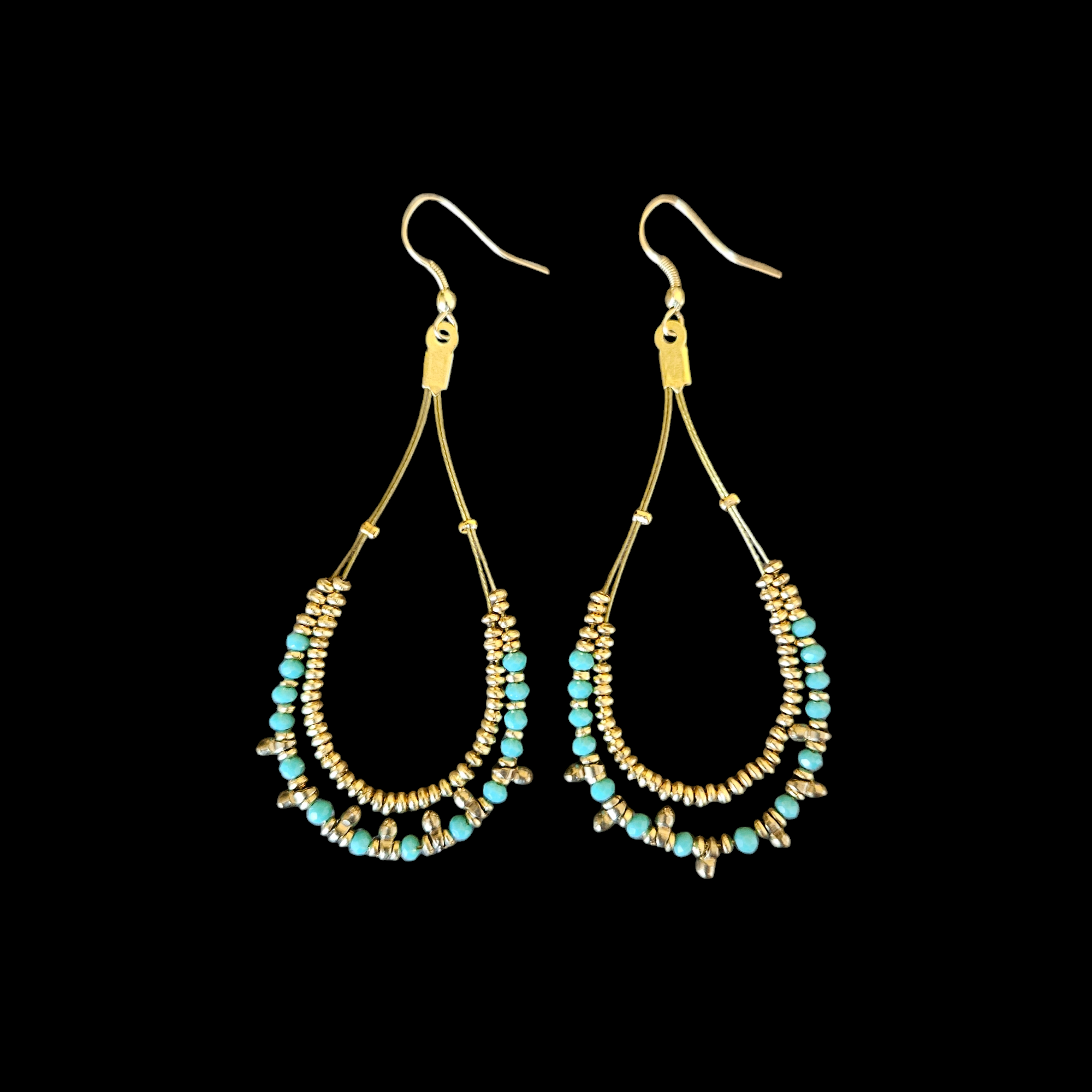 Nataraj Collection - V Design Turquoise Earrings