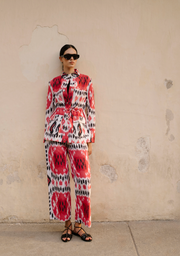 Red Rainbow Ikat Safari Jacket