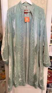 Embroidered silk velvet coat