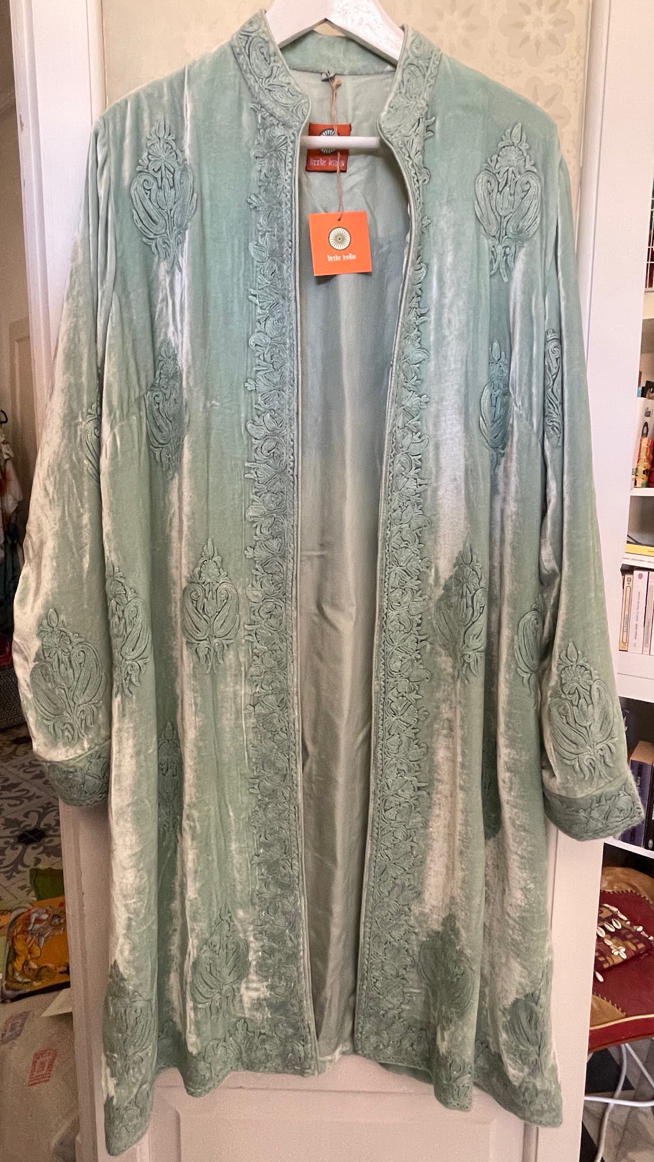 Embroidered silk velvet coat