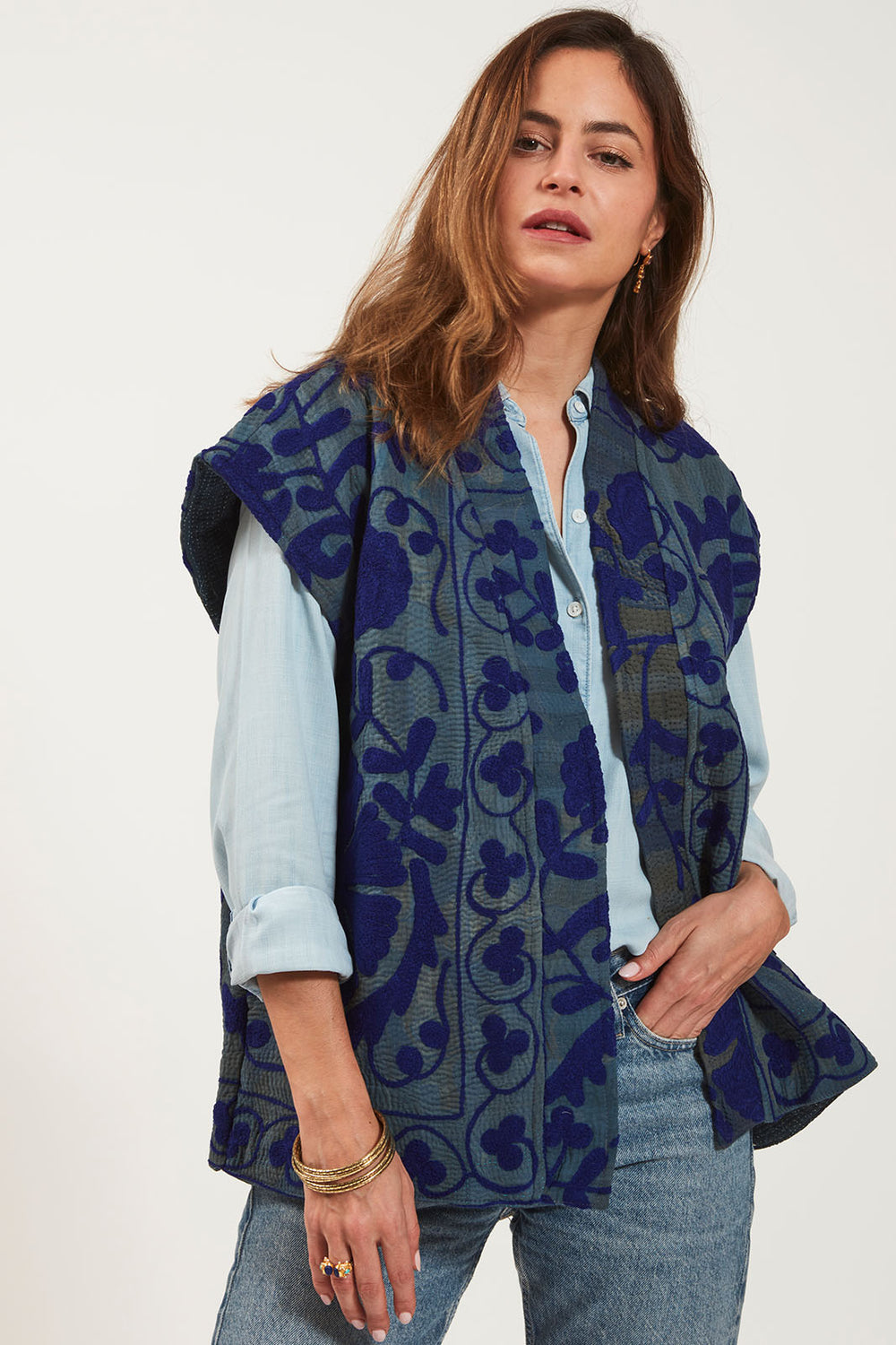 GILET KANTHA BRODE
