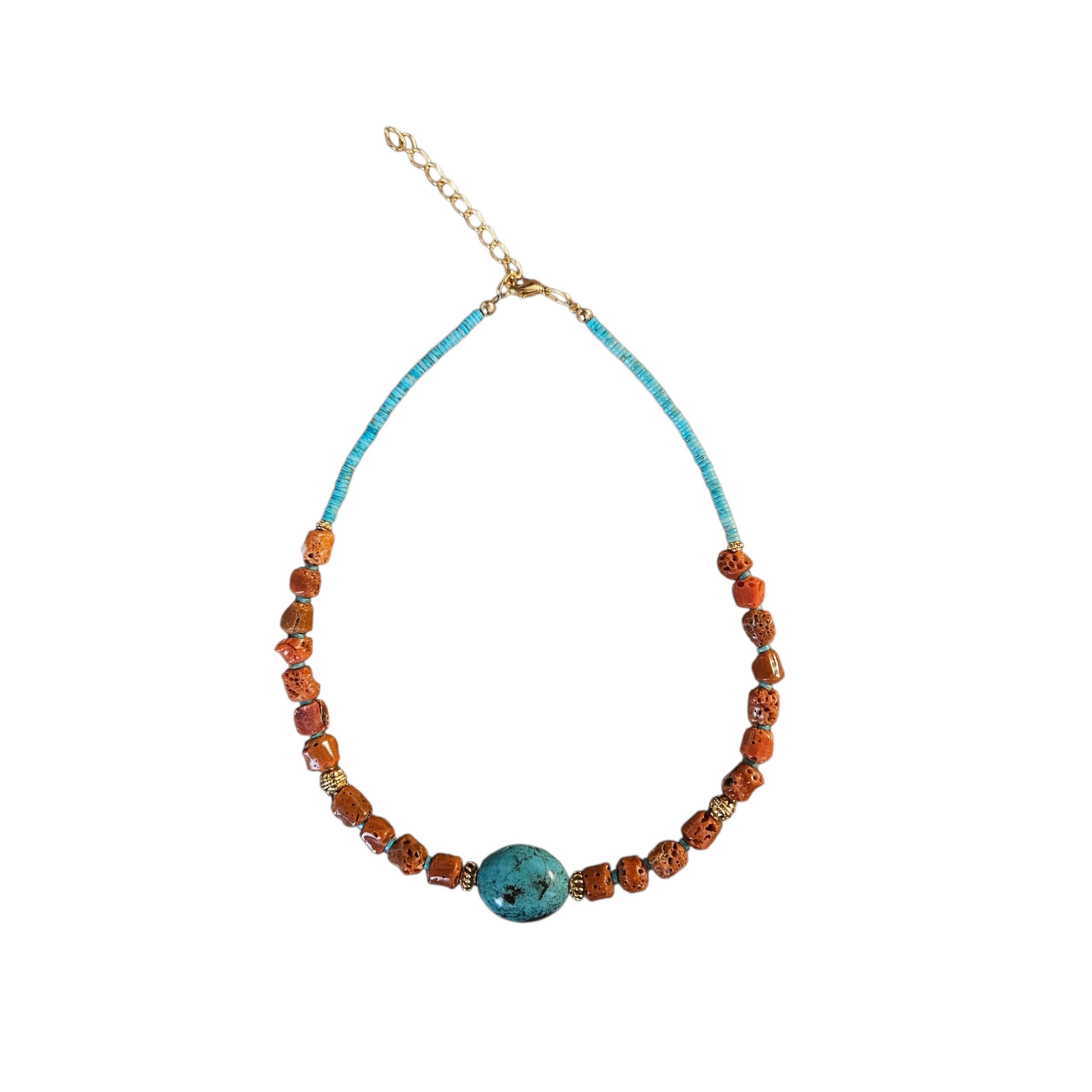 N°21 CORAL & TURQUOISE 24,30g. NECKLACE